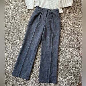 Vintage gray wool high waisted trousers straight leg pants